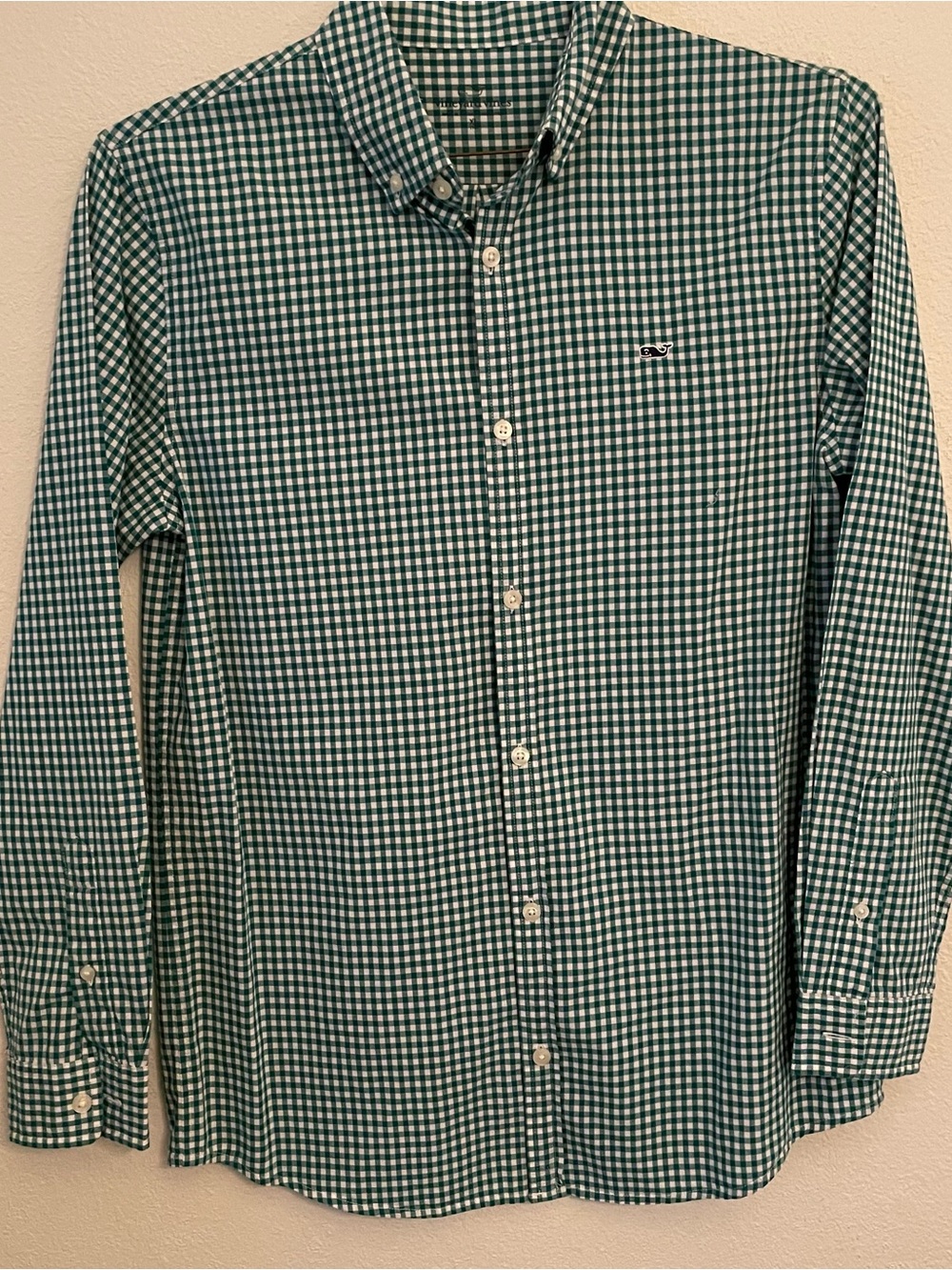 Vineyard Vines Women’s XL‎ Shirt Button Down Long Sleeve Grn/Wht Check Cotton